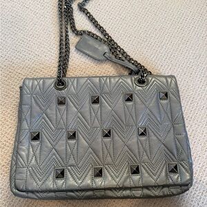 Badgley Mischka Metallic Studded Quilted Shoulder Bag - NWT